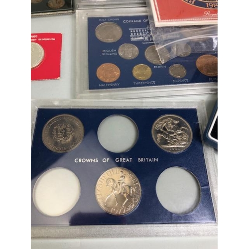 132 - Collection of British proof coins, to include, Silver cased  £1.00 coins, silver jubilee cased coins... 