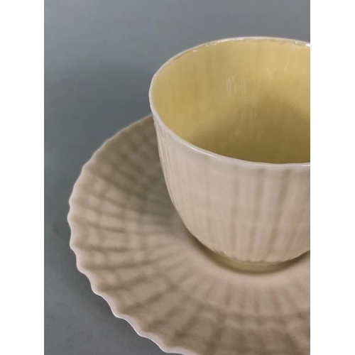 145 - Collectable ceramics, Irish Belleek fluted coffee cup and saucer aopproximately 5cm high