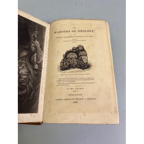 151 - Antique books on Geology , Dr Mantels wonder of Geology Vol 1&2 1839, The Geology of Yorkshire , Ken... 