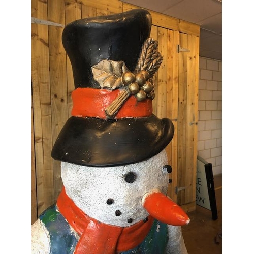 154 - CHRISTMAS IS COMING !!! A Large 6ft composite figure of a jolly Snowman adorned with Jaunty orange s... 