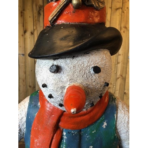 154 - CHRISTMAS IS COMING !!! A Large 6ft composite figure of a jolly Snowman adorned with Jaunty orange s... 