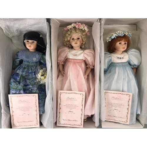 174 - Collectors Dolls, Three dolls from Pauline's limited edition Dolls range, Serena number 77 of 950, H... 