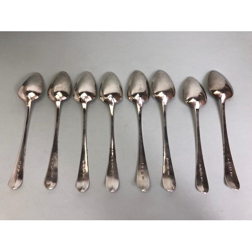 22 - Set of eight large Silver Irish hallmarked serving spoons with star decoration George III by maker J... 