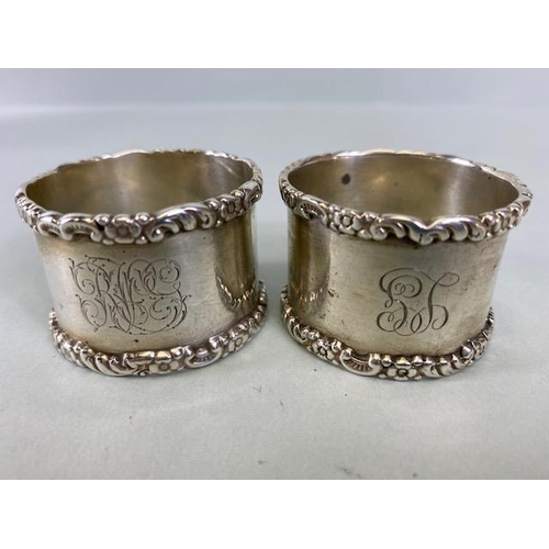 24a - Collection of five Silver hallmarked napkin rings various makers and styles approx 160g