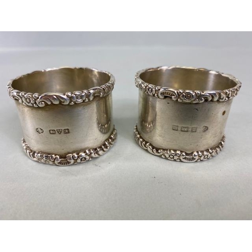 24a - Collection of five Silver hallmarked napkin rings various makers and styles approx 160g