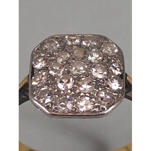 26 - 18ct and Platinum set Art Deco Style Pave set diamond ring, the head approx 10 x 10mm & size 'K'