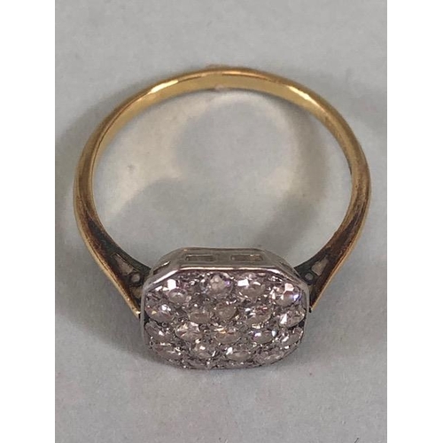 26 - 18ct and Platinum set Art Deco Style Pave set diamond ring, the head approx 10 x 10mm & size 'K'