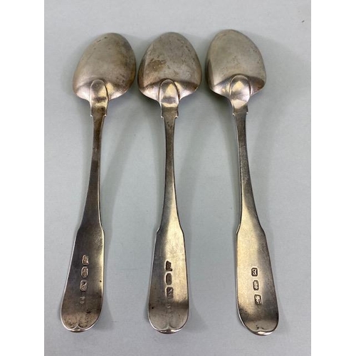 26a - Three Silver Hallmarked Irish desert spoons dated 1801 by maker Possibly John Bayly each approx 22cm... 