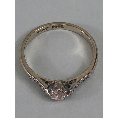 29 - Platinum and diamond set ring with central Diamond enhanced bi diamond set shoulders approx size 'L'