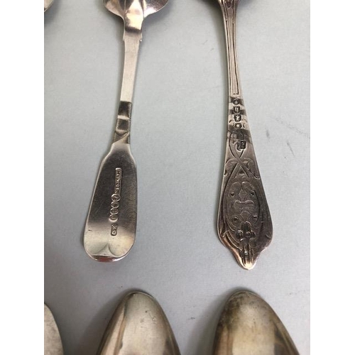 33 - Collection of silver hallmarked spoons with Georgian and Irish Silver examples (10) approx 180g