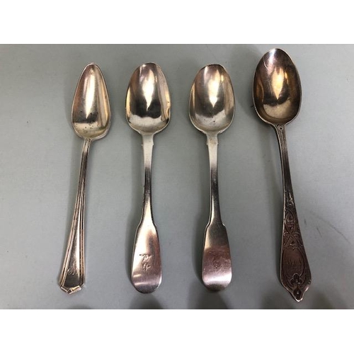 33 - Collection of silver hallmarked spoons with Georgian and Irish Silver examples (10) approx 180g