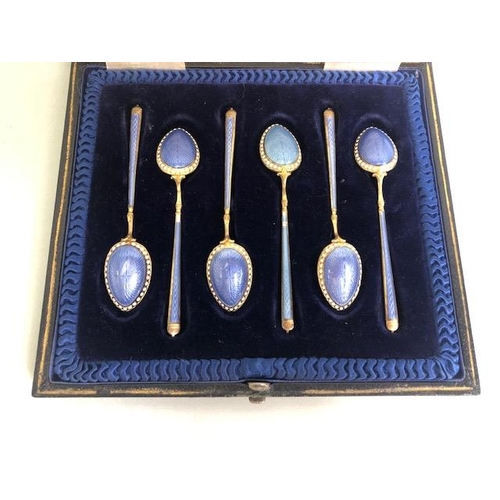 45 - Antique silver, cased set of six English hall marked silver coffee spoons approximately 34.7g