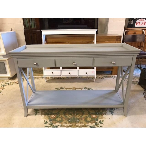 470 - Vintage furniture Grey painted Buffet wall unit 3 drawers over a lower shelf approximately 127 x 42 ... 