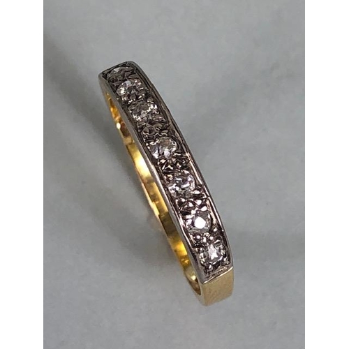 58 - Antique Jewellery, yellow and white metal quarter eternity ring set with 7 diamonds approximately si... 