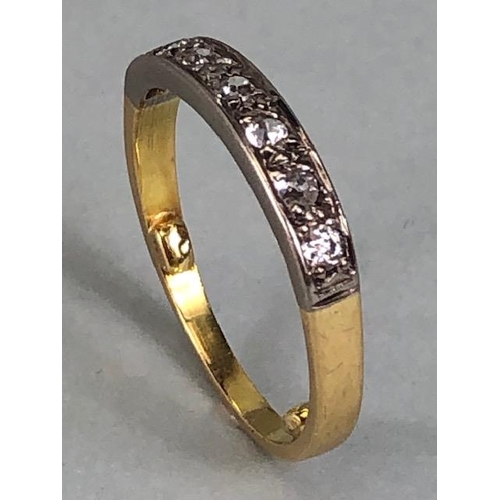 58 - Antique Jewellery, yellow and white metal quarter eternity ring set with 7 diamonds approximately si... 