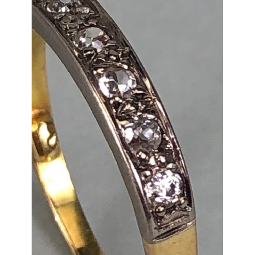 58 - Antique Jewellery, yellow and white metal quarter eternity ring set with 7 diamonds approximately si... 