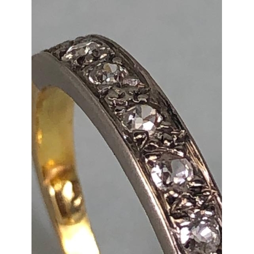 58 - Antique Jewellery, yellow and white metal quarter eternity ring set with 7 diamonds approximately si... 