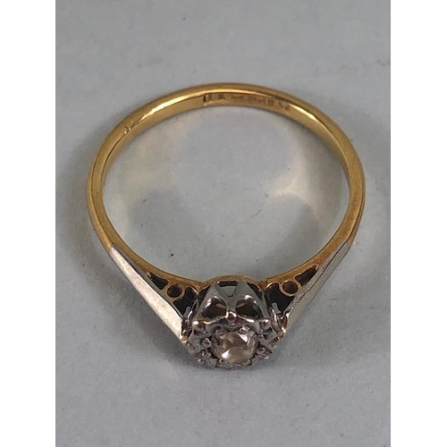 63 - Antique jewellery 18ct and plat single stone diamond ring approximately 2.29g size O