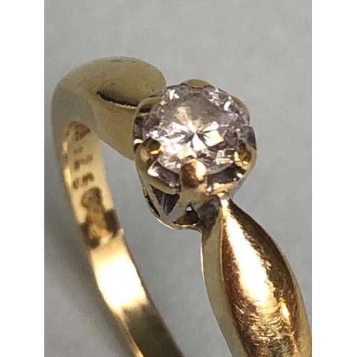 70 - 18ct 750 marked yellow gold solitaire Diamond ring, 0.25pts approximately size M and 3.25g