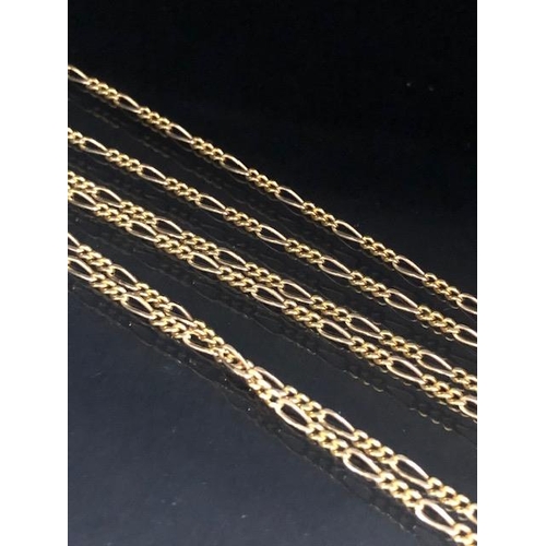 74 - 750 marked gold figaro chain approximately 28 inch length and 6.45g (bolt ring damaged)