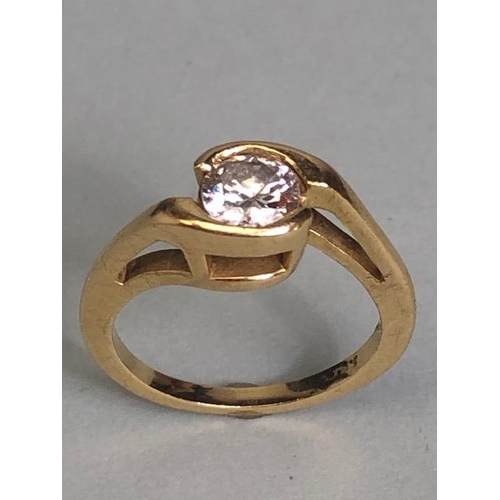 77 - 14k marked gold ring set with a round brilliant cut  solitaire diamond approximately 1/2 a carat, si... 