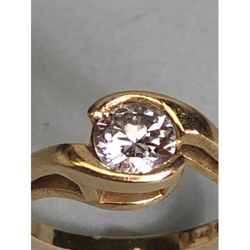 77 - 14k marked gold ring set with a round brilliant cut  solitaire diamond approximately 1/2 a carat, si... 