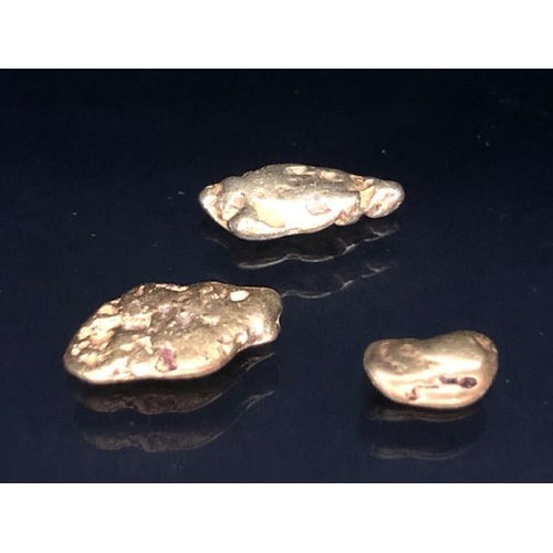 84 - Gold Specimen interest, rare opportunity to purchase three smooth gold nuggets as dredged from the F... 