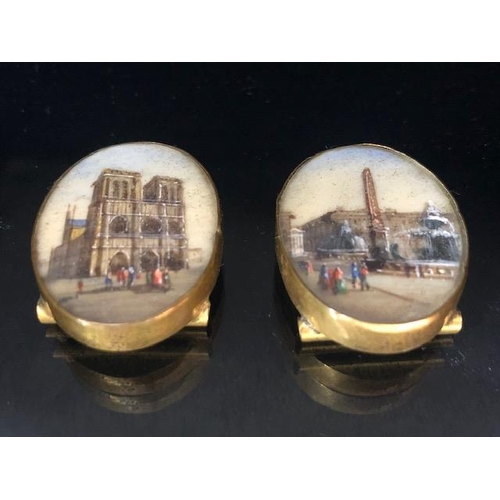 89 - Antique Jewellery, pair of 19th century miniature paintings in gilt frames from the grand tour, depi... 