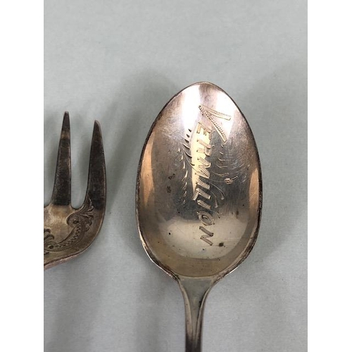 90 - Antique silver collection of items to include tongs, napkin rings, spoons approximately 124.03g