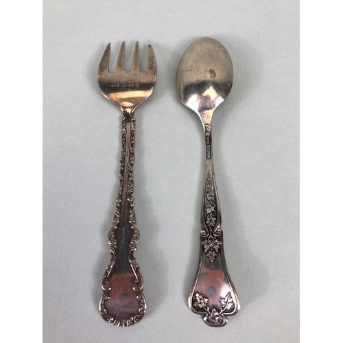 90 - Antique silver collection of items to include tongs, napkin rings, spoons approximately 124.03g