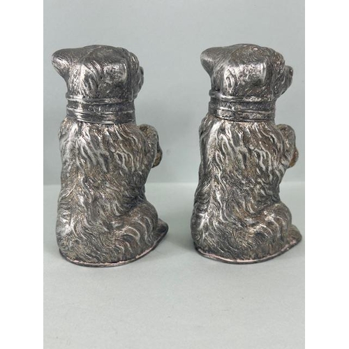 90a - Pair of Silver plated condiments in the form of seated Russian Fighting Bears each with detachable s... 