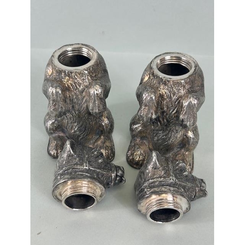 90a - Pair of Silver plated condiments in the form of seated Russian Fighting Bears each with detachable s... 