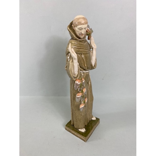 109A - Studio Ceramics, M Joyce Bidder,  statue of Francis of Assis, standing approximately 27cm high, on s... 