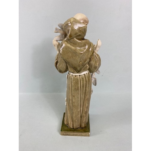 109A - Studio Ceramics, M Joyce Bidder,  statue of Francis of Assis, standing approximately 27cm high, on s... 