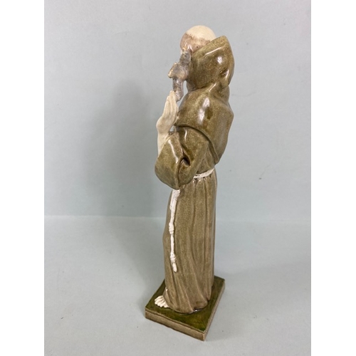 109A - Studio Ceramics, M Joyce Bidder,  statue of Francis of Assis, standing approximately 27cm high, on s... 