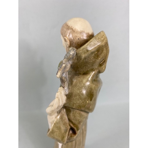 109A - Studio Ceramics, M Joyce Bidder,  statue of Francis of Assis, standing approximately 27cm high, on s... 