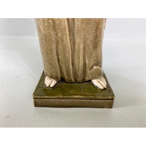 109A - Studio Ceramics, M Joyce Bidder,  statue of Francis of Assis, standing approximately 27cm high, on s... 