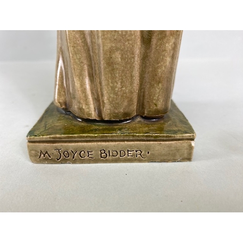 109A - Studio Ceramics, M Joyce Bidder,  statue of Francis of Assis, standing approximately 27cm high, on s... 