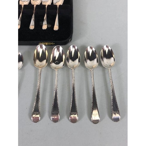 29 - Set of six hallmarked silver rat tail pattern teaspoons by make J B Chatterley & Sons Ltd and two se... 