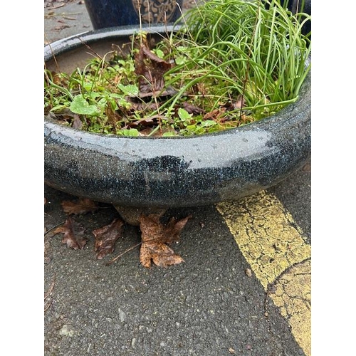 421 - Collection of good sized Ceramic blue glazed garden pots (4)