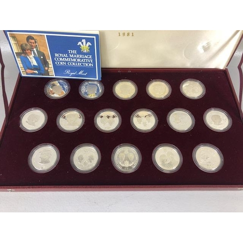 45 - Silver Coins, Royal Mint, Royal Marriage Silver Proof Coin Commemorative collection, 16 coins in ori... 