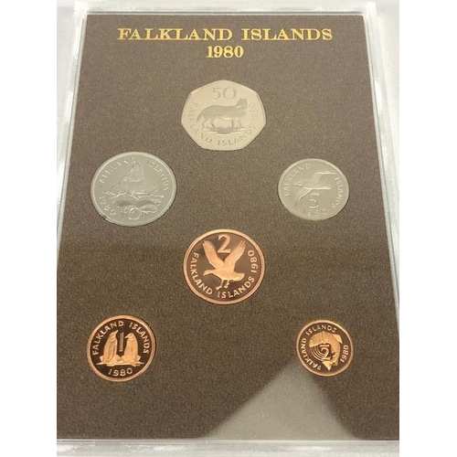 49 - Coins, Proof Coinage of the Falkland Islands 1980, in presentation case x 3, 1989 UK bill of rights ... 