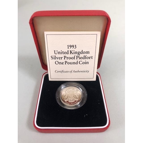 52 - Coins, group of British silver proof coins to include 1997 Silver proof Piedfort one pound coin in b... 