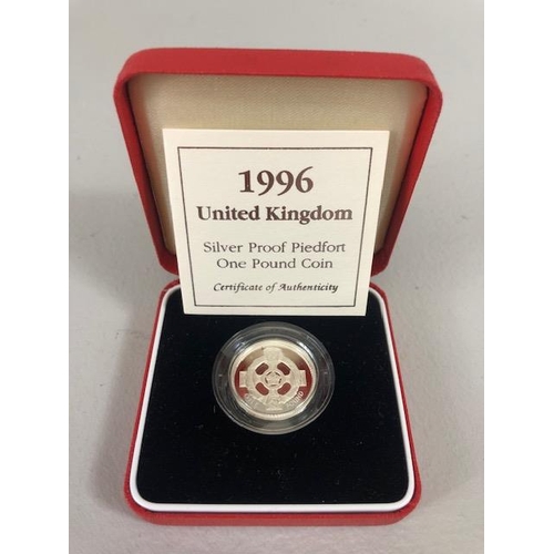 52 - Coins, group of British silver proof coins to include 1997 Silver proof Piedfort one pound coin in b... 