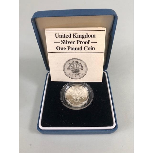 53 - Coins, Group of British Royal Mint silver proof coins, 1993 Silver Proof one pound coin in case with... 