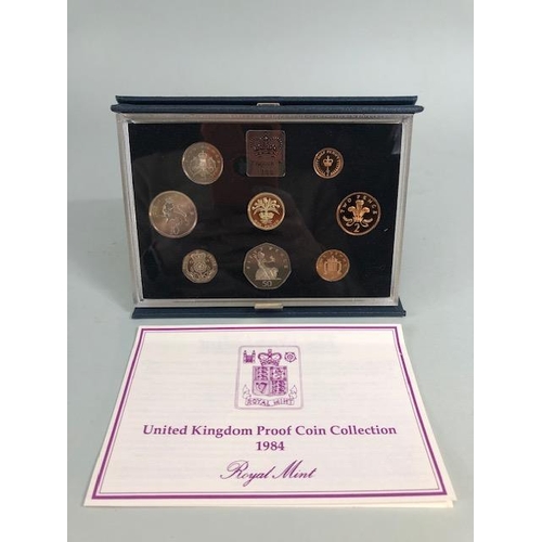 55 - Coins, Royal Mint United kingdom proof coin collections for the years 1983, 1984, 1985 x 3,