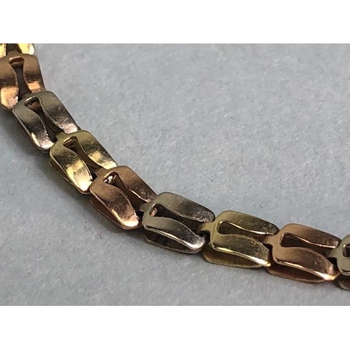 57 - 14ct Gold Tri-colour bracelet approx 18cm in length and 3.5g