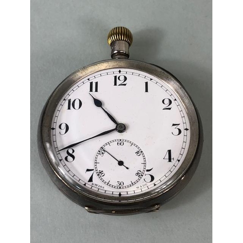 58 - Antique 925 silver cased pocket watch, white face with insert second dial, movement marked Zenith, w... 