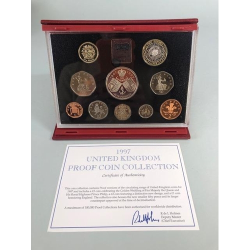 60 - Coins, group of Royal Mint United Kingdom Proof Coin collections, all in original cases with certifi... 