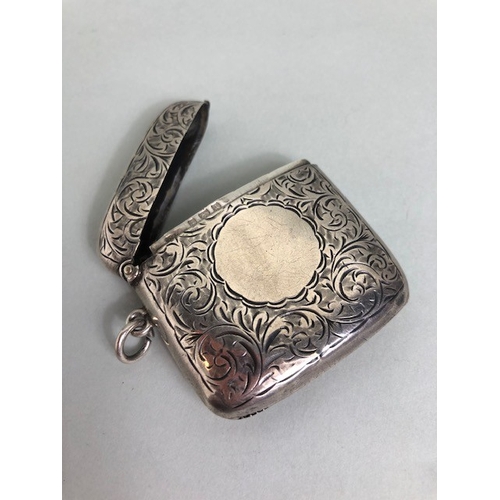 11 - Victorian Silver vesta case with blank cartouche hallmarked for Birmingham by maker Constantine & Fl... 